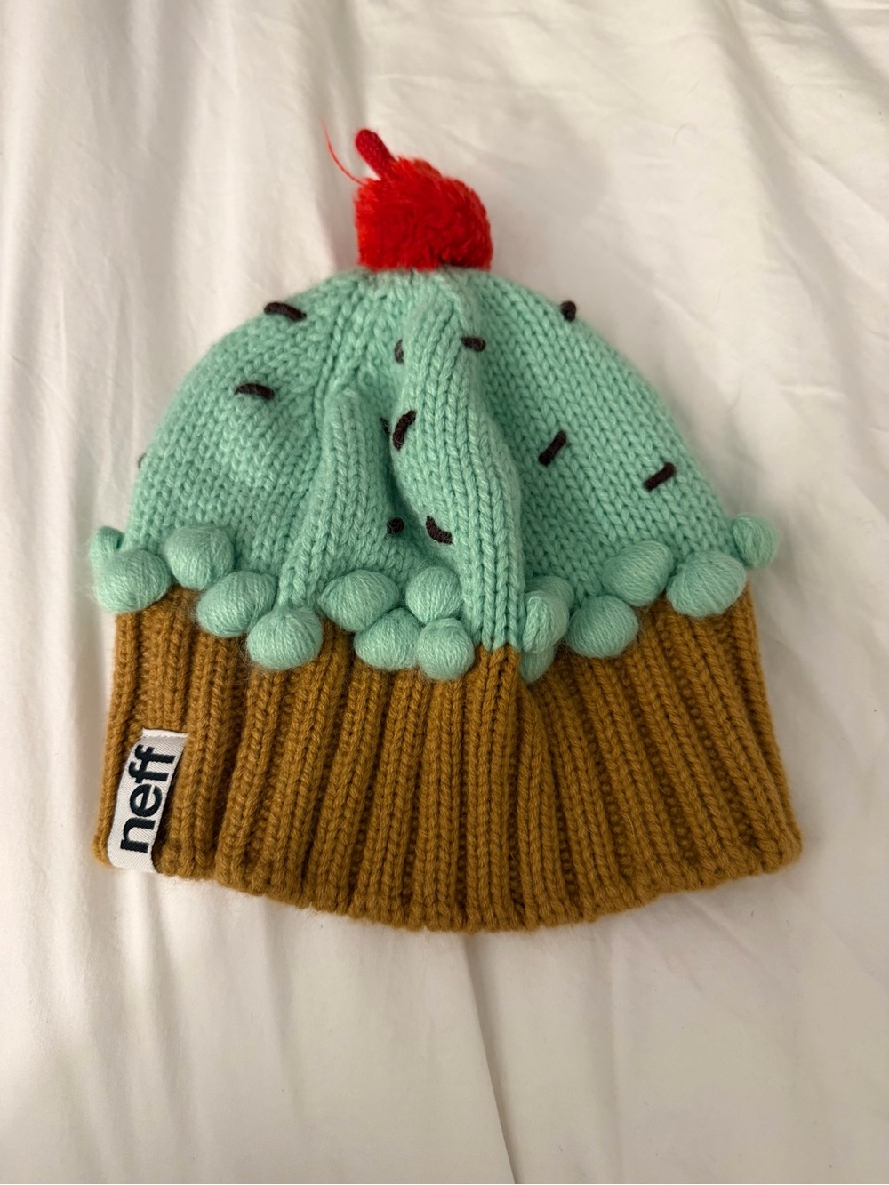 Neff Kids Mint, Mustard & Red Pom Pom Beanie